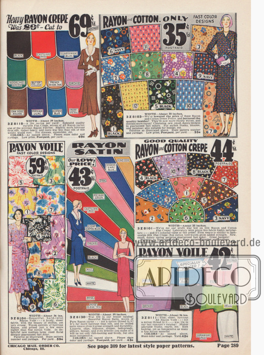 Rayon-Mischstoffe zum ersetzen teuerer Seidenstoffe.
