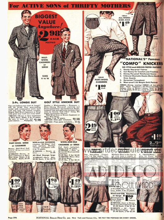 Kurze und lange Hosen für Jungen von 6 bis 16 Jahren.