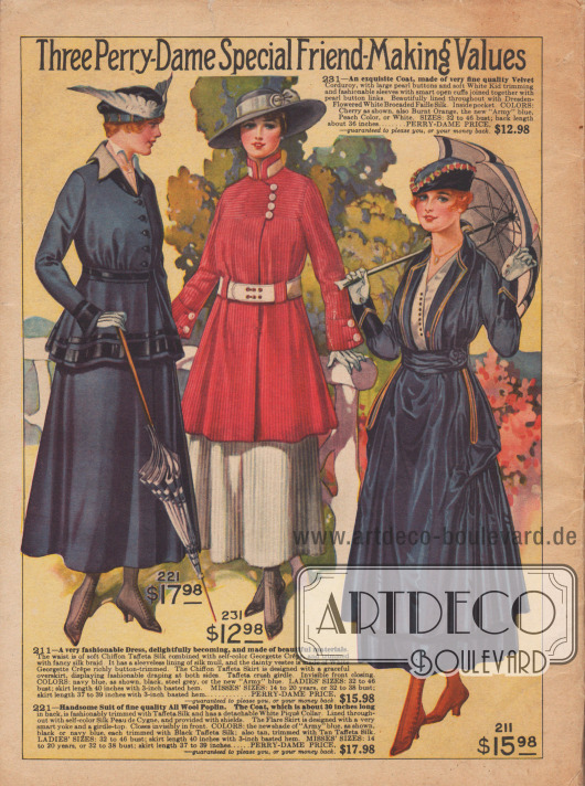 Feine Damenkleider der neuen Frühjahr/Sommersaison 1916.