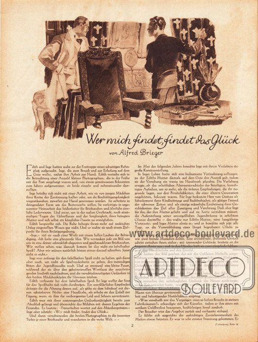 Artikel:
Brieger, Alfred, Wer mich findet, findet das Glück.
Zeichnung: Heinz Raebiger (1903-ca.1955).