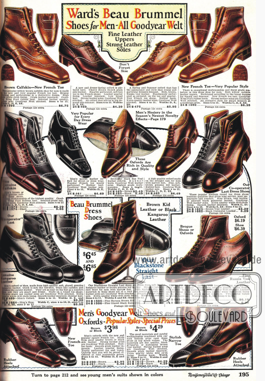 Schuhe für Männer mit spitzer und abgerundeter Spitze.
