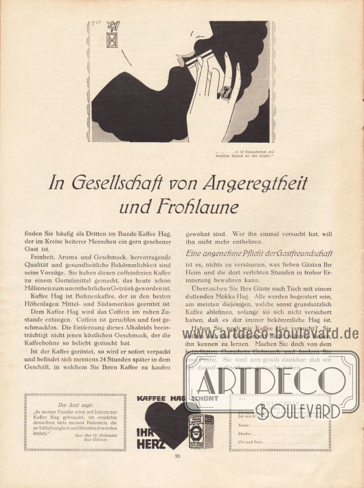 Werbung:
Kaffee Hag, entcoffeinierter Schonkaffee.