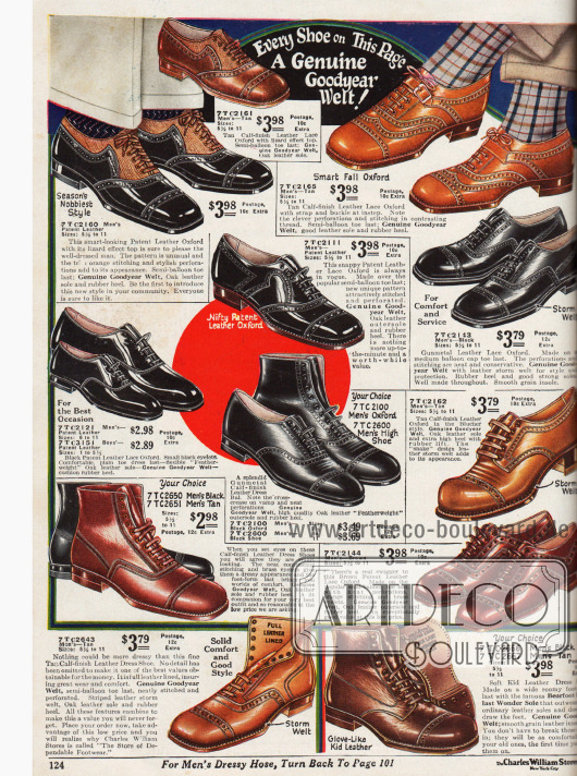 Elegante Herrenschuhe aus Lackleder für die Stadt oder das Büro. Solidere Schuhe finden sich unten im Bild.