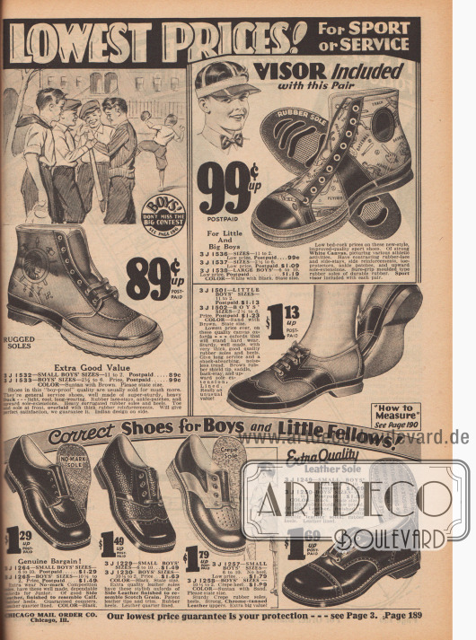 Jungenschuhe für Sport und Alltag. Die oberen beiden Modelle sind heute als ‚Chucks‘ bekannt.