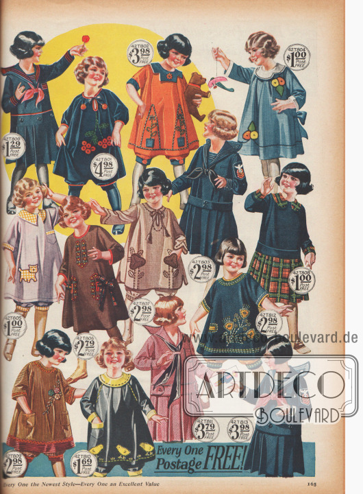 Kleidchen für kleine Mädchen aus strapazierfähigen Batist-, Woll- und Baumwollstoffen.