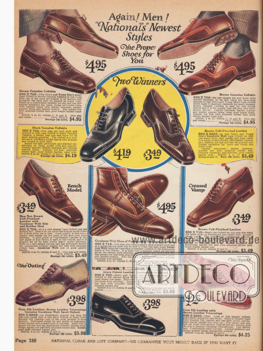 Elegante Herrenstraßenschuhe und Twotone-Schuhe für sportliche Aktivitäten.