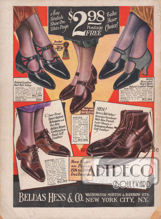 Schnallenschuhe, Oxfords für Damen und Herrenschuhe aus Kalbs- und Lackleder für 2,98 Dollar.