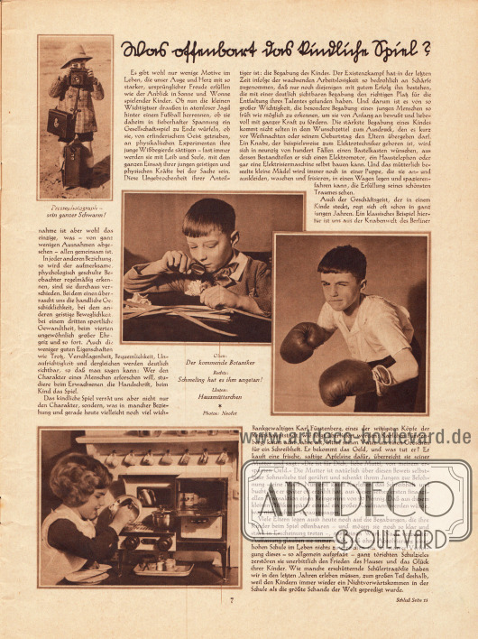Artikel:
O. V., Was offenbart das kindliche Spiel?
Mit vier illustrierenden Bildern. Fotos: Neofot.