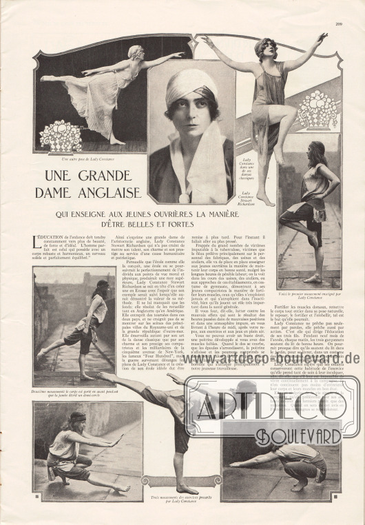 Artikel:
O. V., Une grande Dame anglaise qui enseigne aux jeunes ouvrières la manière d'être belles et fortes (Constance Stewart Richardson, 1883-1932).
Fotos: unbekannt.