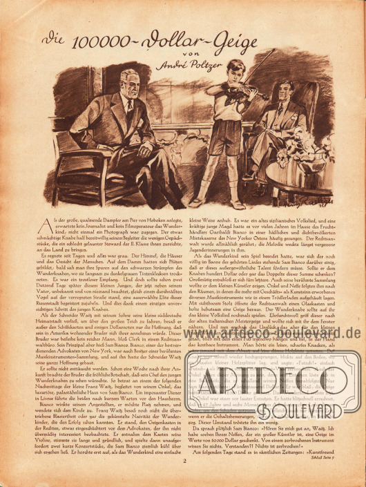 Artikel:
Poltzer, André, Die 100000-Dollar-Geige.
Zeichnung: Heinz Raebiger (1903-ca.1955).