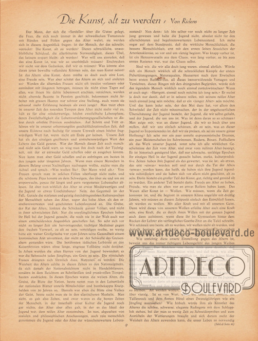 Artikel:
Ridens, Die Kunst, alt zu werden.