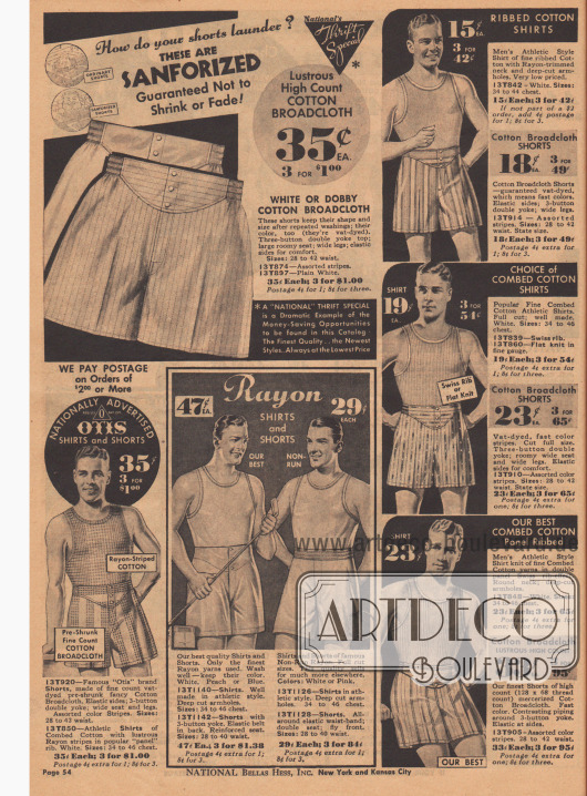 Athletische Shorts und Unterhemden, die garantiert nicht einlaufen oder verblassen (siehe Abbildung oben rechts).