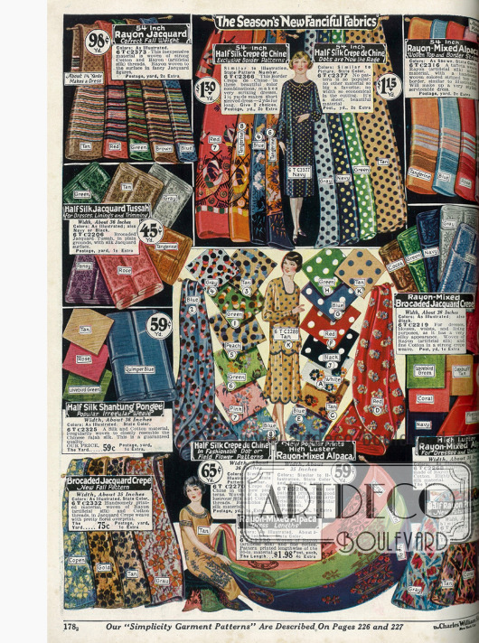 Bedruckte Mixstoffe für Kleider wie Rayon-Jacquard, Seiden Crêpe de Chine, Rayon-Alpaka, Seiden-Shantung-Pongee, Jacquard Krepp und Baumwoll-Rayon.