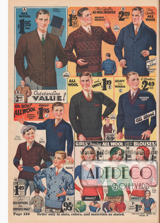 Stickpullover aus Baumwolle für Männer, Jungen und Mädchen.