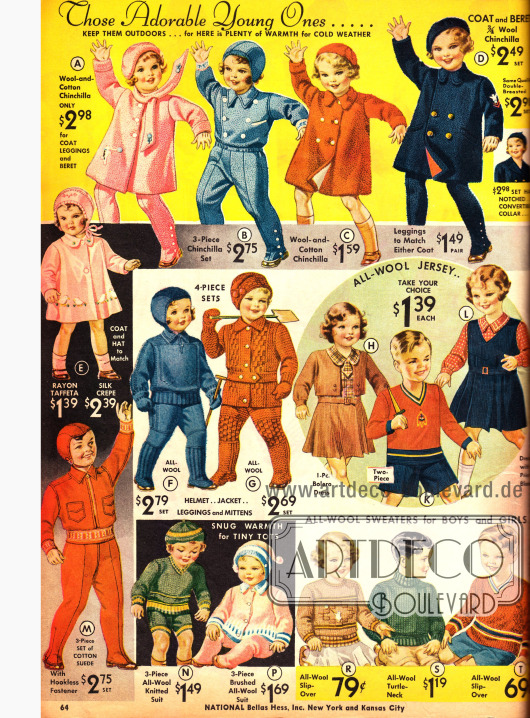 Kleidchen, Anzüge und Stricksachen für Jungen und Mädchen bis 6 Jahre.