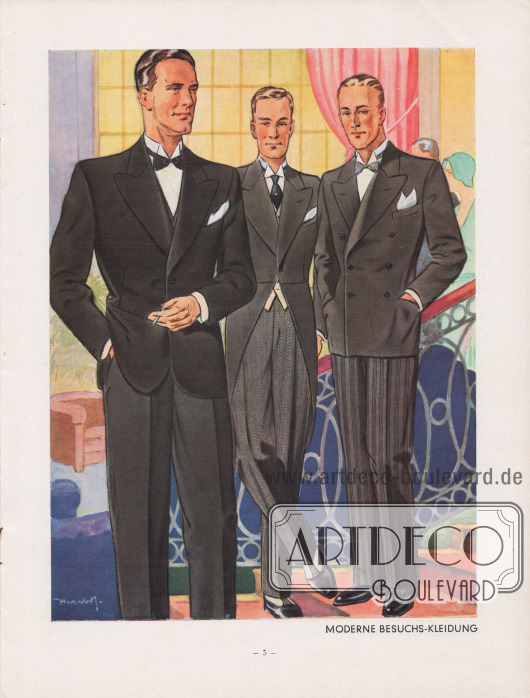 Elegante Besuchs- und Gesellschaftskleidung.
Zeichnung: Harald Schwerdtfeger.
