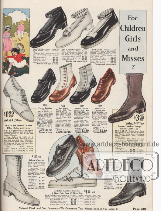 Schuhe mit Knöchelschnallen und Sandaletten für kleine Mädchen und Stiefel für junge Damen.