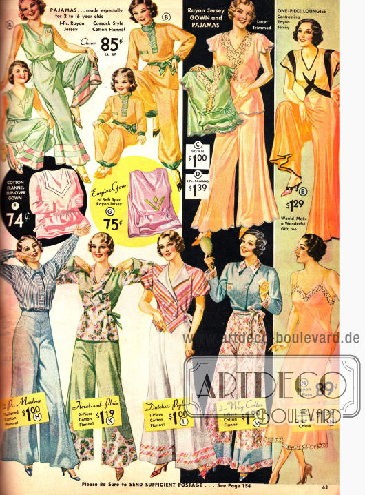 Pyjamas aus Woll-Flanell für legere Stunden, darunter ein Model mit dem Namen „Marlene“.