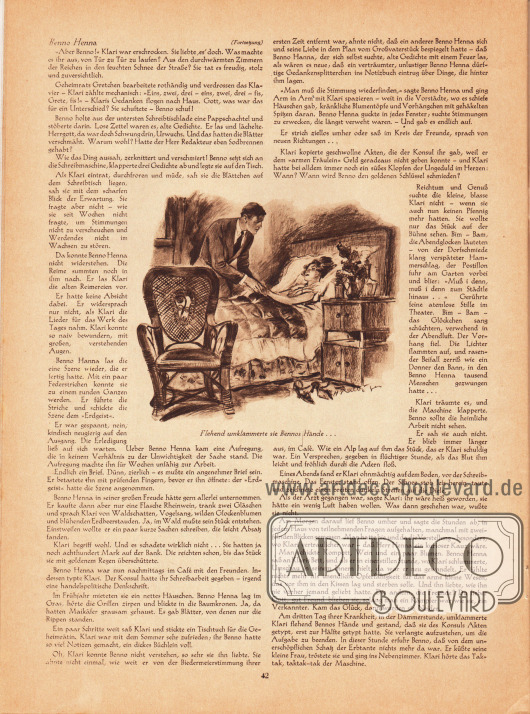 Artikel:
Roda Roda, Benno Henna.
Zeichnung: Heinz Raebiger (1903-ca.1955).