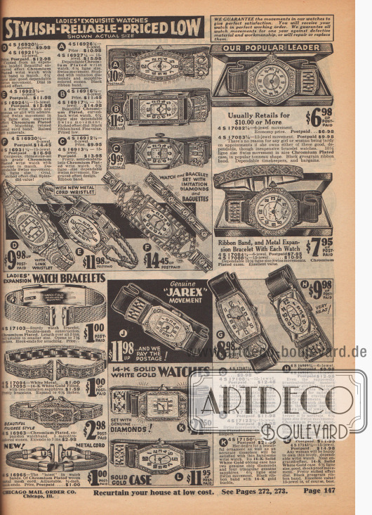Armbanduhren und Armbänder für Damen.
