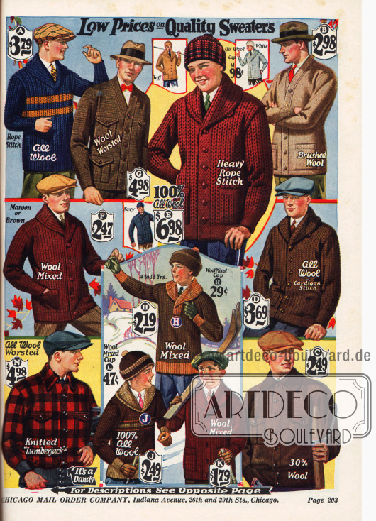 Strickjacken, Holzfällerjacken und Pullover für Männer und Jungen.