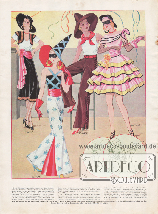 Faschingskostüme für Silvester 1931/32 und Karneval 1932.
