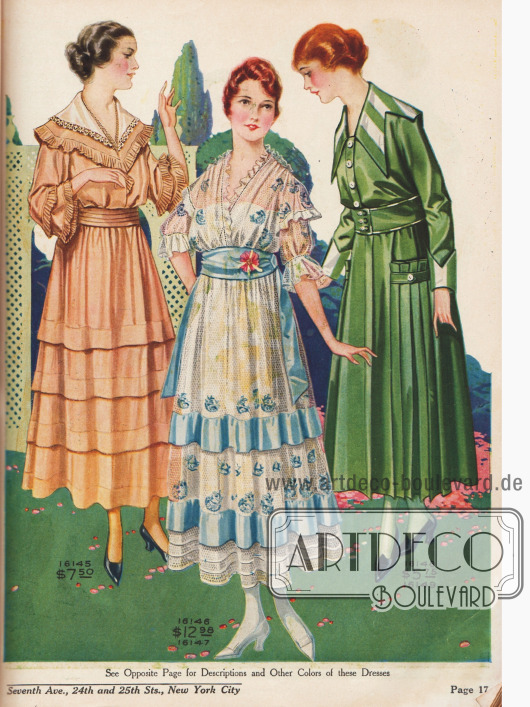 Kleider aus Voile, besticktem Netzstoff und Leinen.