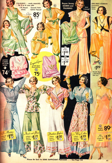 Pyjamas aus Woll-Flanell für legere Stunden, darunter ein Model mit dem Namen „Marlene“.