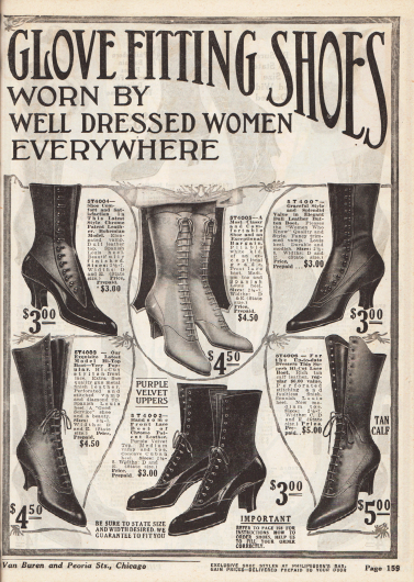 „Philipsborn's Glove Fitting Shoes“ (dt. „Philipsborns Schuhe wie angegossen“).
Schnürstiefeletten für Damen mit spitzen Kappen, geschwungenen Louis XIV Absätzen, mit Frontschnürung oder seitlichen Knopfverschlüssen aus Lack-, Chevreau- und Kalbsledern. Oft werden die Oberleder kontrastreich mit matten und glänzenden Ledern verarbeitet.