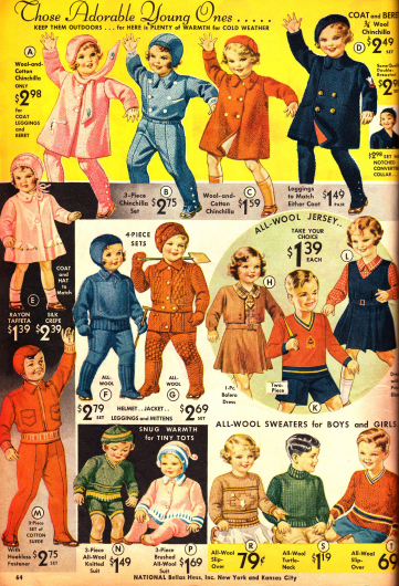Kleidchen, Anzüge und Stricksachen für Jungen und Mädchen bis 6 Jahre.