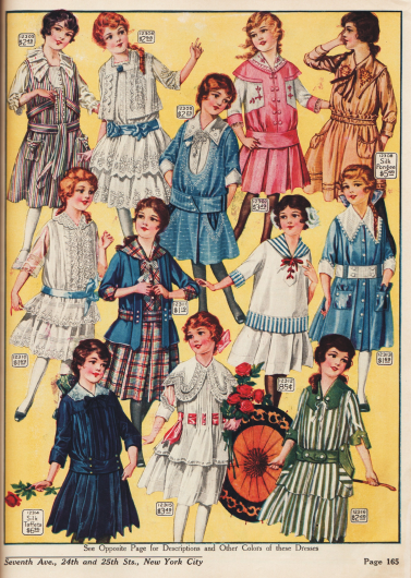 Kleidchen für 6 bis 14-jährige Mädchen, wahlweise mit Volants und Spitze oder einteilige Kleidchen z.B. mit Jäckchen-Effekt.