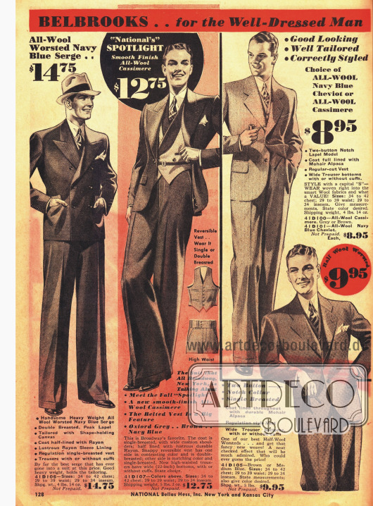 „Flotte“ Anzüge, Mäntel und ein Regenmantel für den gut angezogenen Mann der Marke Belbrook.